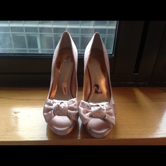 Light pink satin Nina heels