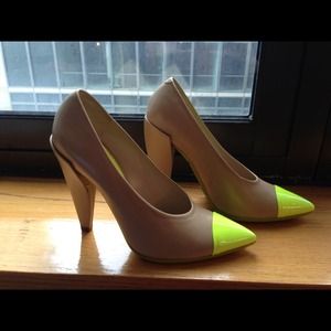 Tan and neon Michael Kors heels