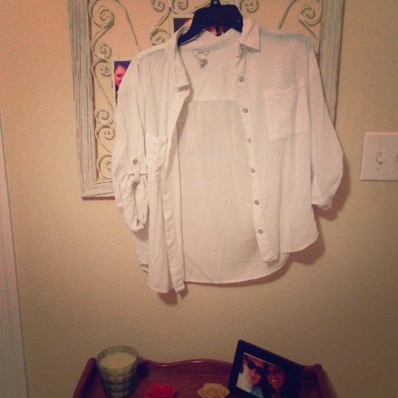 White sheer button up