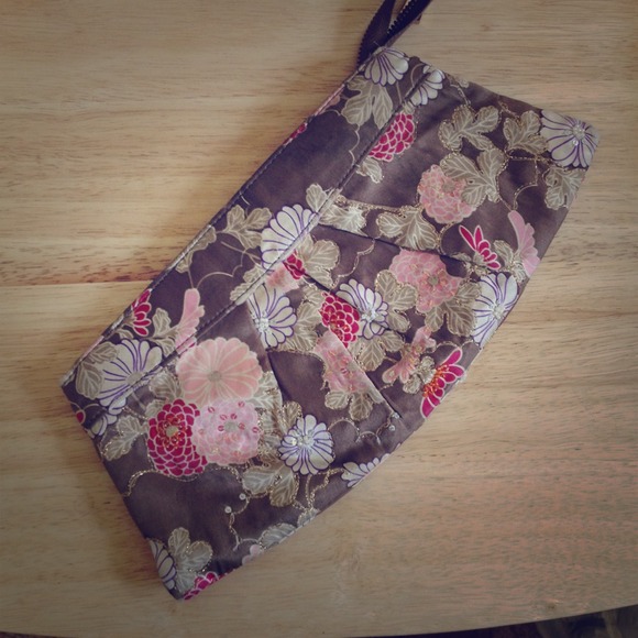 Beautiful floral satin clutch