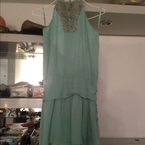 Vintage seafoam green halter dress/tunic