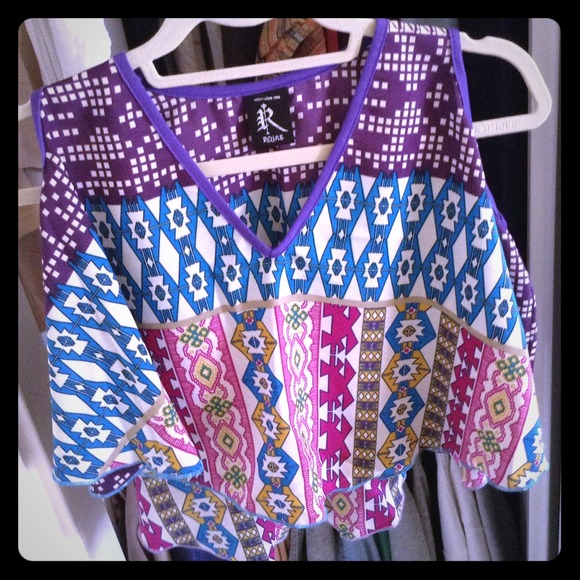 Fiesta Print Shoulder Cutout Top - Picture 1 of 3