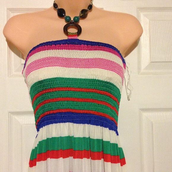SOLD in bundle!!!! Striped maxi w/jeweled neckline - Picture 2 of 4