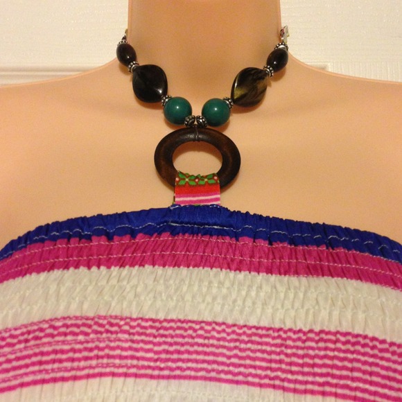 SOLD in bundle!!!! Striped maxi w/jeweled neckline - Picture 3 of 4