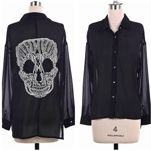 Black Sheer Skull Blouse Black Sheer Skull Blouse
