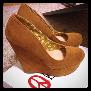 Tan  Suede  Wedge Heels