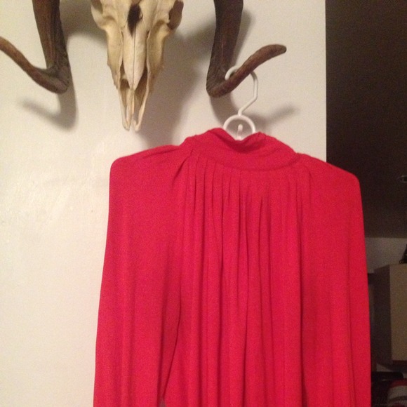 Red Michael Kors long sleeved zipper back shirt