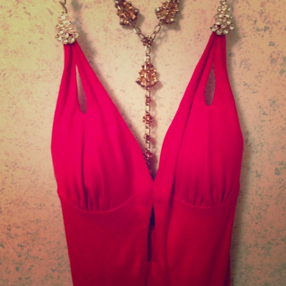 Nicole Bakti Red Evening Gown