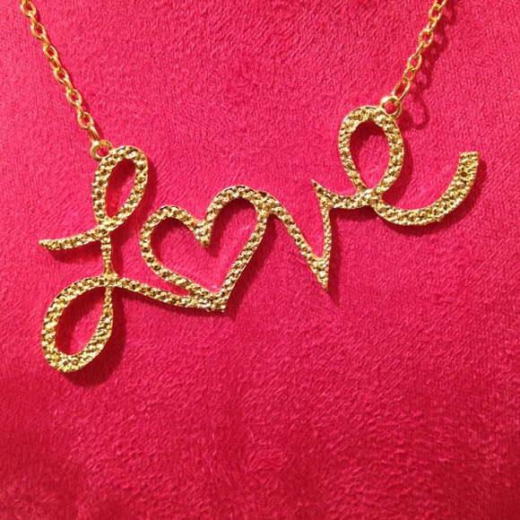 ❤Gold Cursive LOVE Necklace❤ - Picture 2 of 3