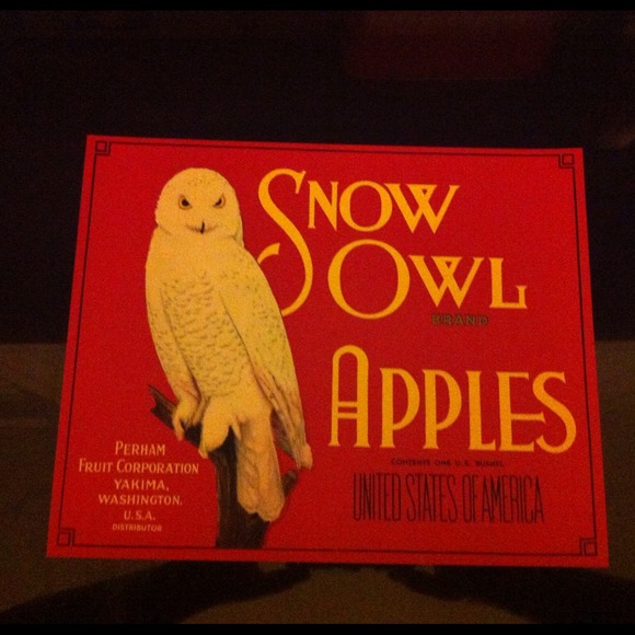 ❤️Sold ❤️Snow Owl Vintage Apple Crate Label