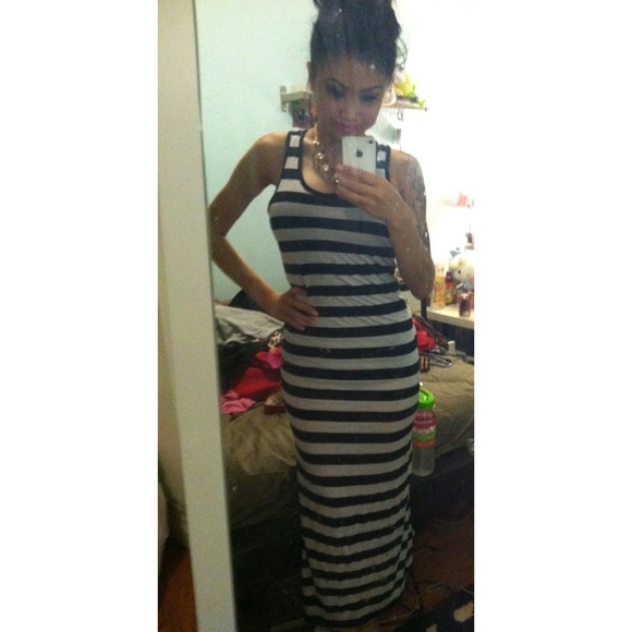 Black & white striped maxi dress, size XS