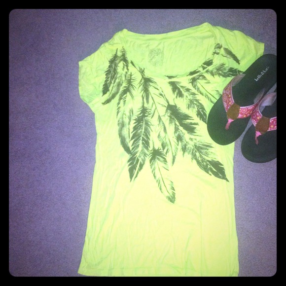 Lime Green Feather Tee