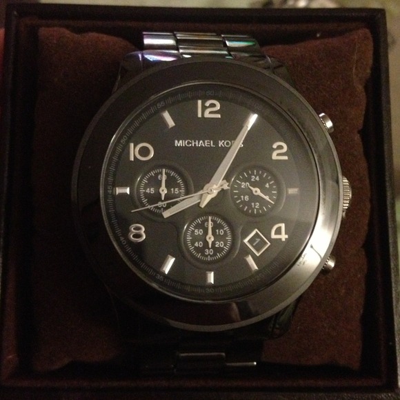 Michael Kors Black Ceramic Chronograph Watch !