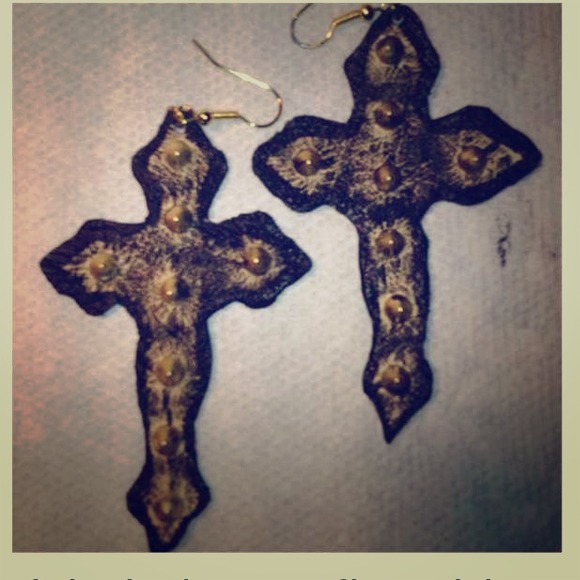 Handcrafted Distressed Leather Earrings - Picture 1 of 1