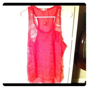 Coral lace tank.