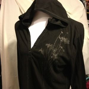Black long sleeve shirt with hood