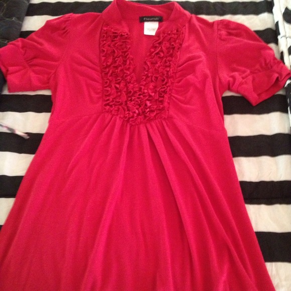 Red ruffle top