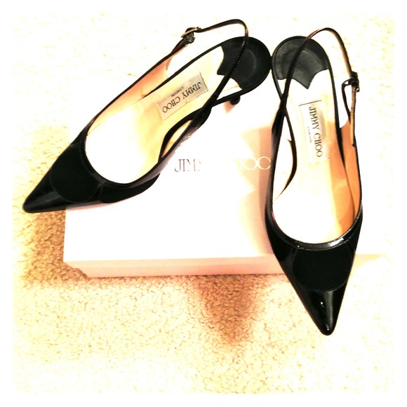 Jimmy Choo Shoes - 🎉Host Pick🎉Jimmy Choo Suede & Patent Slingbacks