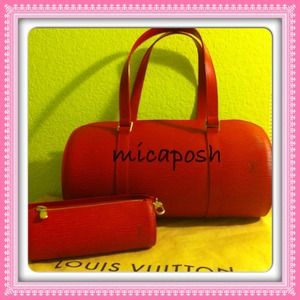 Authentic LV Soufflot in Epi Red