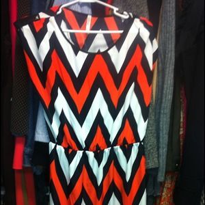 Orange, Black and White dress