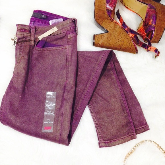 Levi's Pants - levi legging jeans NWT purple with gold glitter