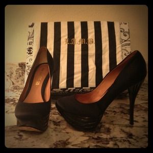 L.A.M.B. black satin shoes