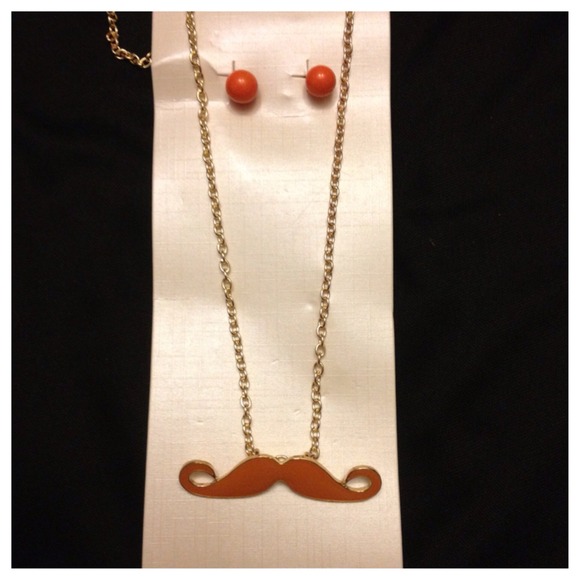 ON HOLD Orange Mustache Set