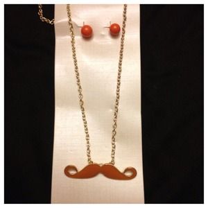 ON HOLD Orange Mustache Set