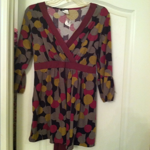 Tops - SUPER RETRO EMPIRE WAIST TOP WITH BIG CIRCLES