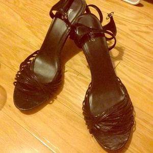 Simple black strapy heels