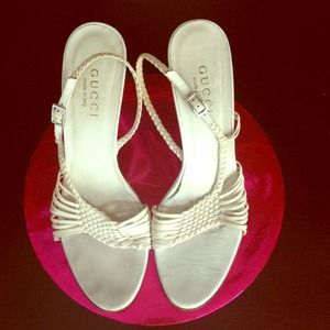Gucci high heel white sandals
