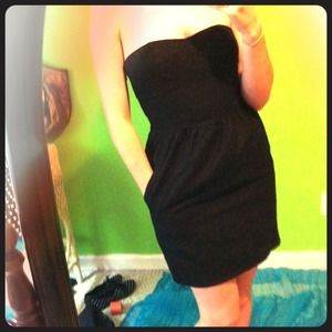 Urban Outfitters Black Strapless Cotton Dress