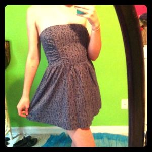 Forever 21 Strapless Floral Grey and Purple Dress