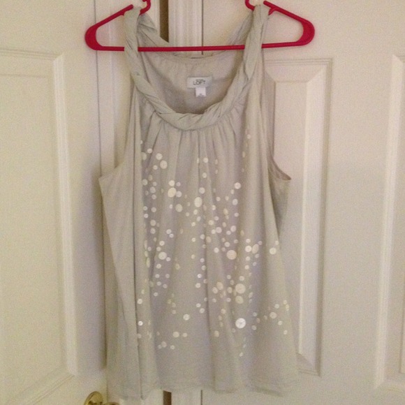 LOFT Tops - 🚫Sold Light gray LOFT top with white sequins