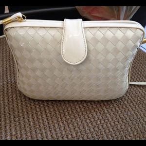 White Leather/Satin purse.