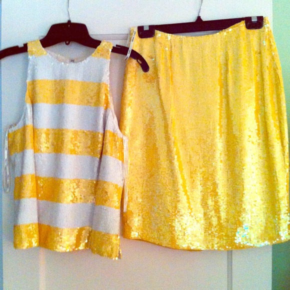 💛BETTER SALE💛 sequin,  yellow skirt and top set!