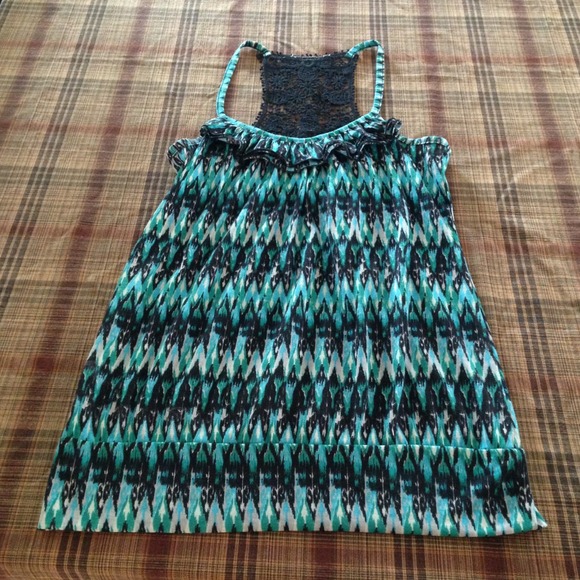 NWOT! Cute ruffle tank with lace back!