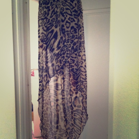 Cheetah sheer high low skirt
