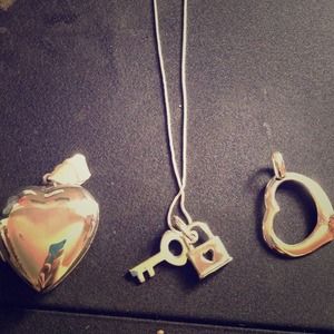 SALE! Sterling silver necklace w/ 3 pendants