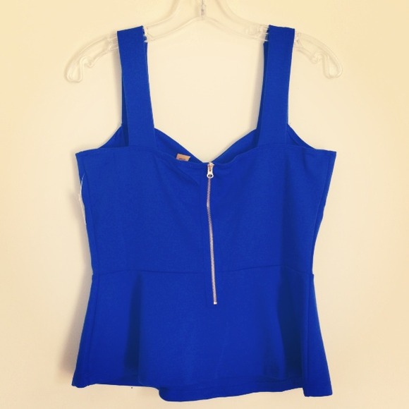 ❌SOLD❌Cobalt Blue Sweetheart Peplum Top - Picture 2 of 2