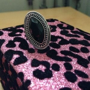 Black stone cocktail ring