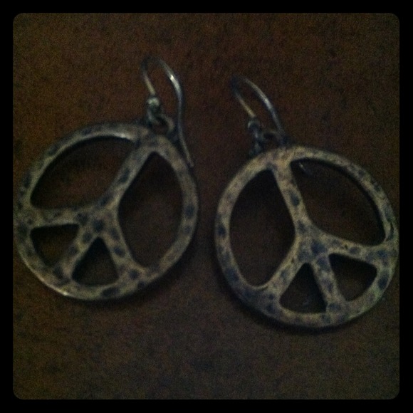 Lucky Brand Brown Peace Sign Earrings