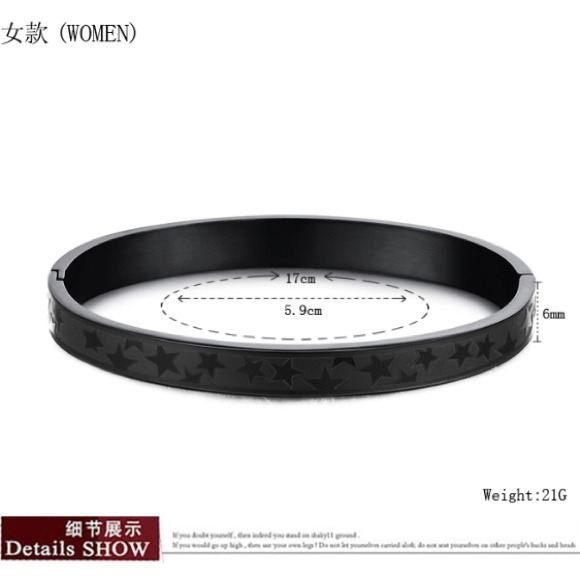 Star styled stainless steel couple bangle bracelet - Picture 2 of 3