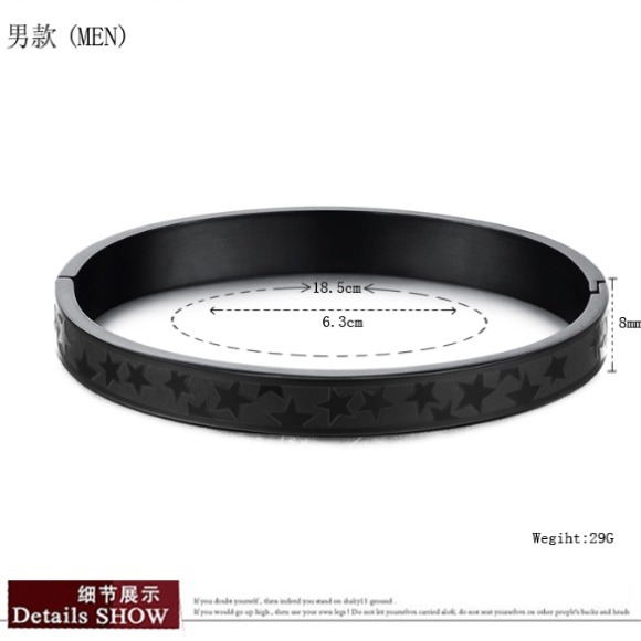 Star styled stainless steel couple bangle bracelet - Picture 3 of 3