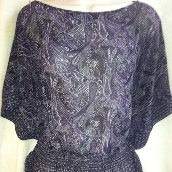 SOLD 💕Sassy Purple, White and Black Sheer Top!