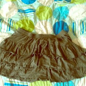 Olive green tiered mini skirt