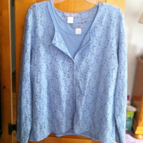 Light Blue cardigan with matching tank top