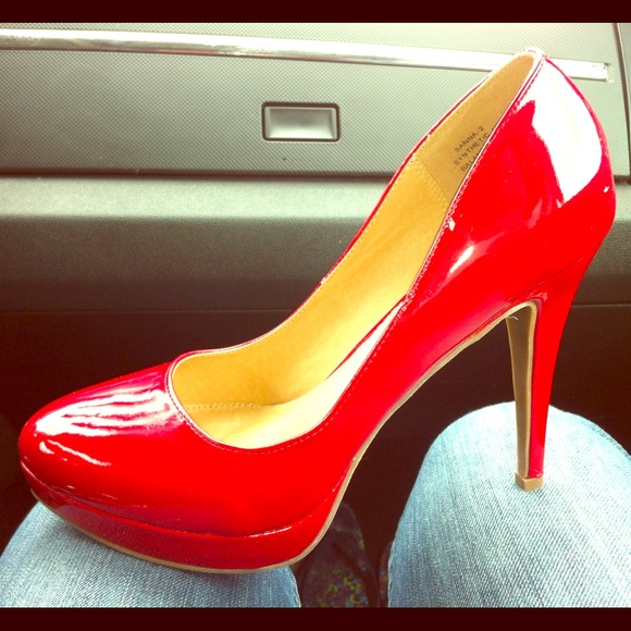 Beautiful red platform heels