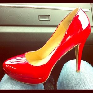 Beautiful red platform heels