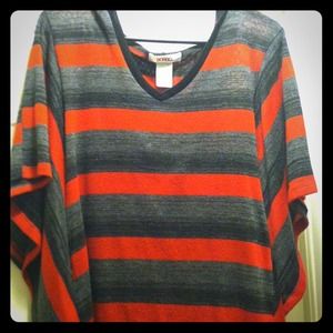 Red, gray & black pancho  type shirt